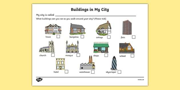 buildings worksheets for preschool