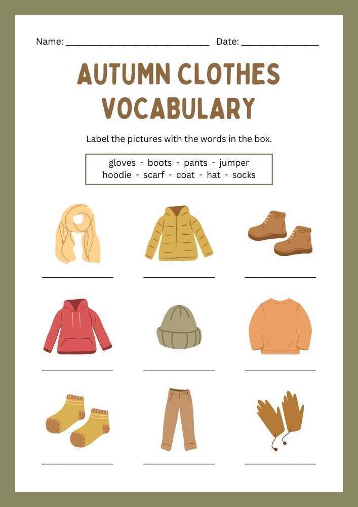 fall vocabulary worksheets