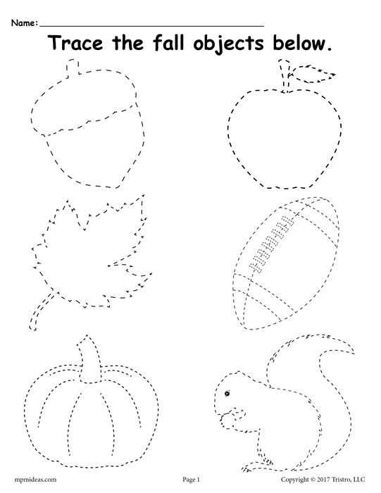 fall word tracing worksheets