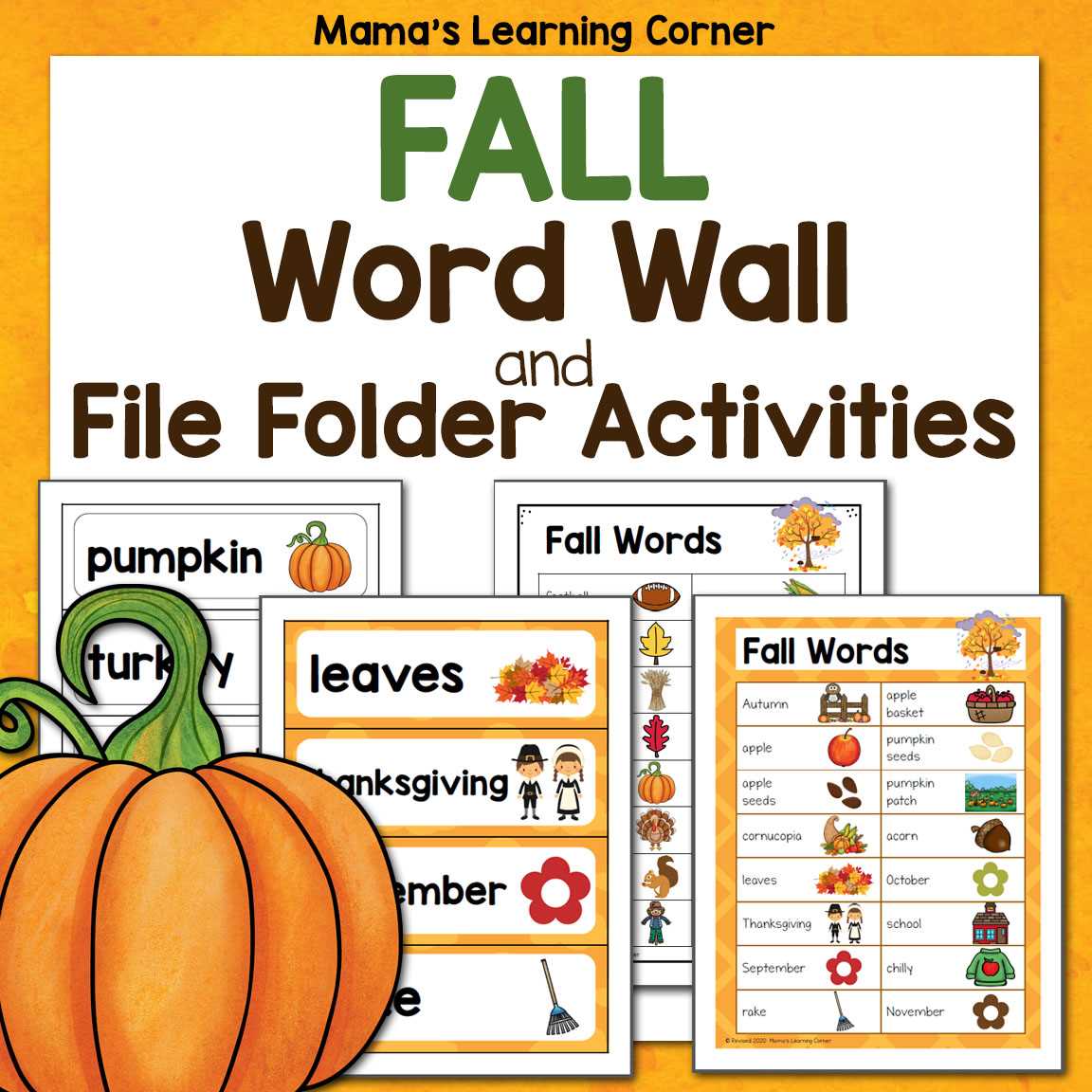 fall words worksheet