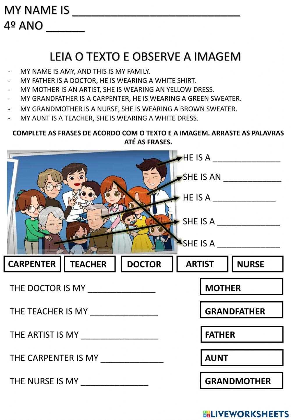 family and jobs worksheet