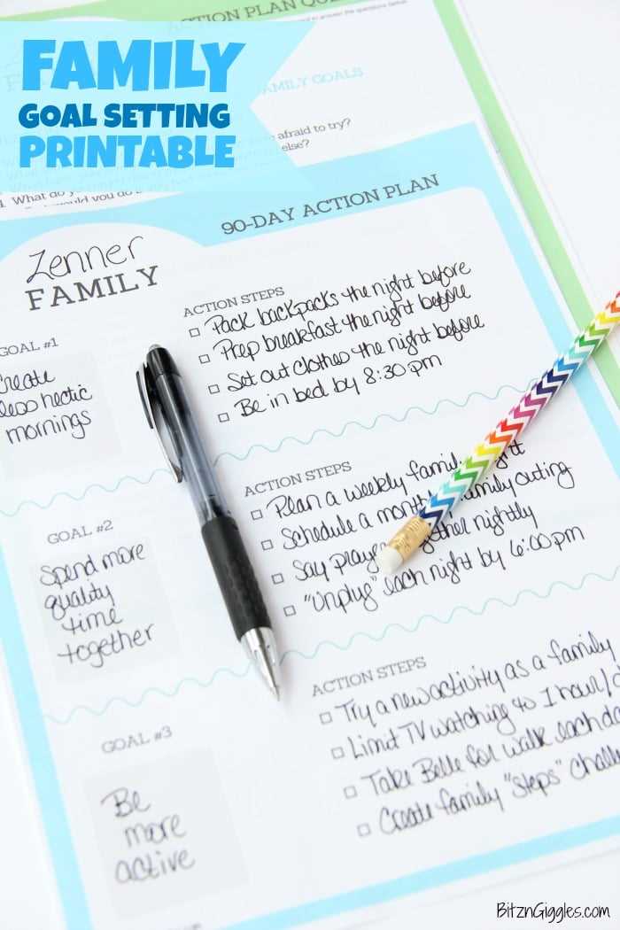 family goal setting worksheet