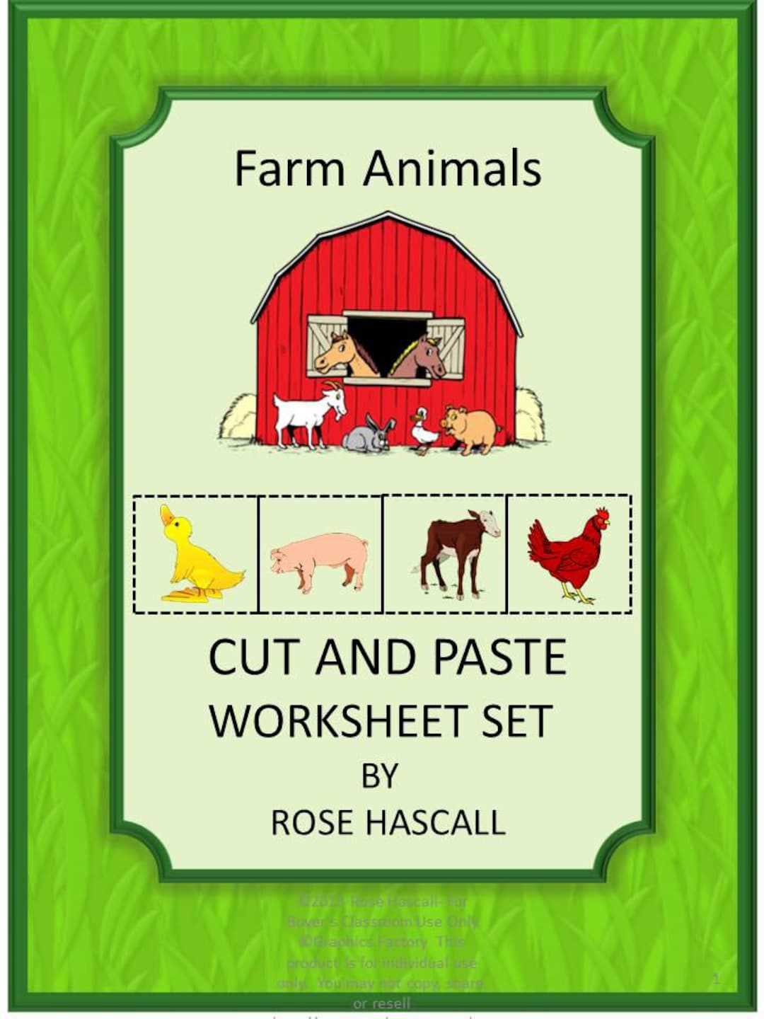 farm animal cut and paste worksheet