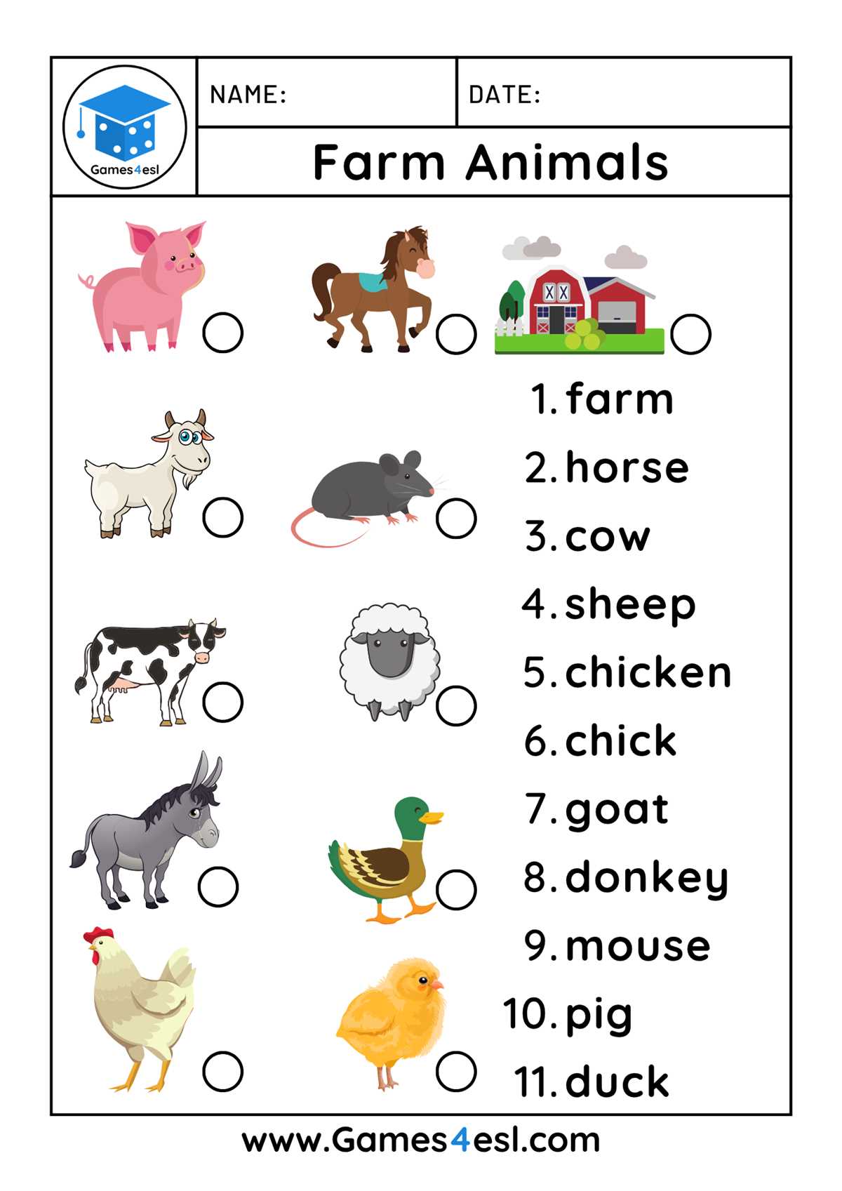 farm animals worksheets for preschool