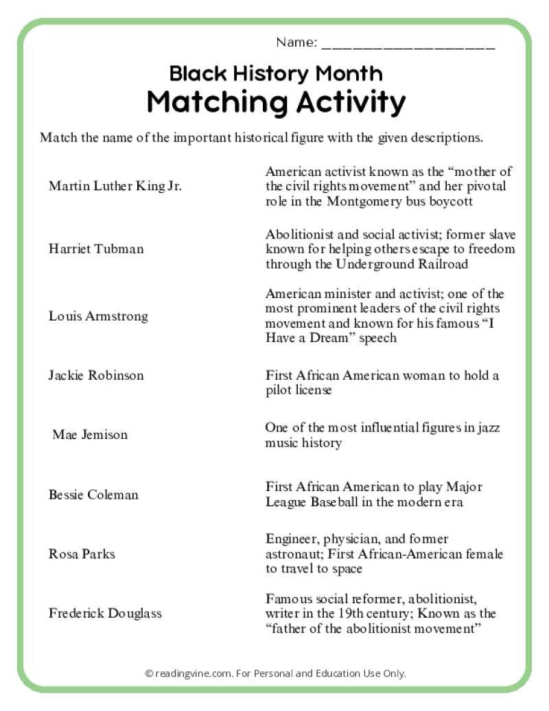 black history month printable worksheets