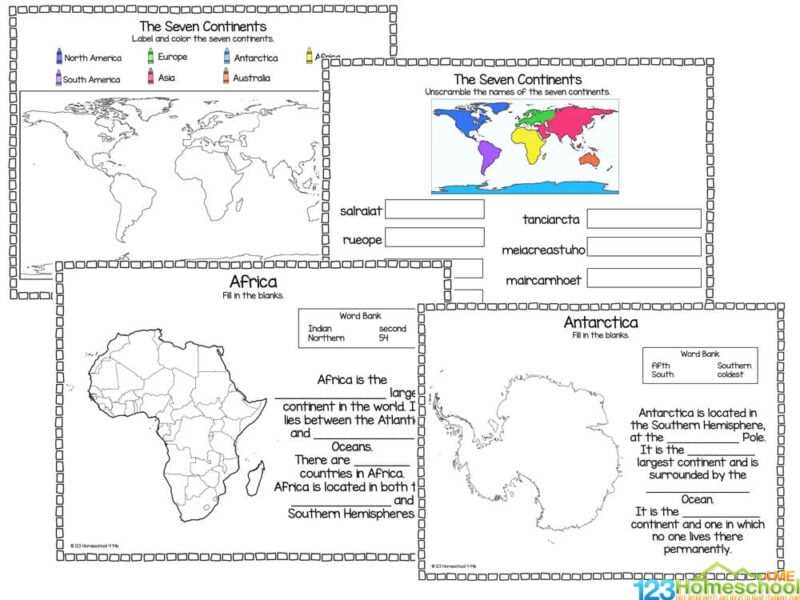 label the continents and oceans worksheet