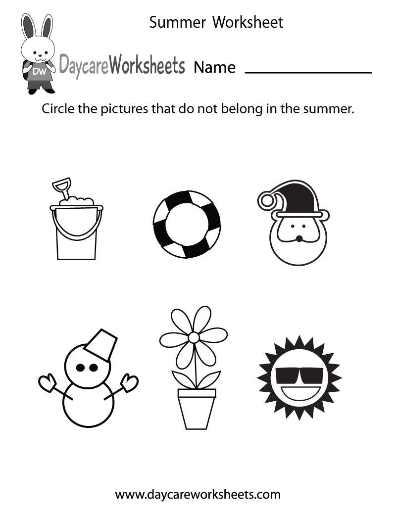 kindergarten summer worksheets