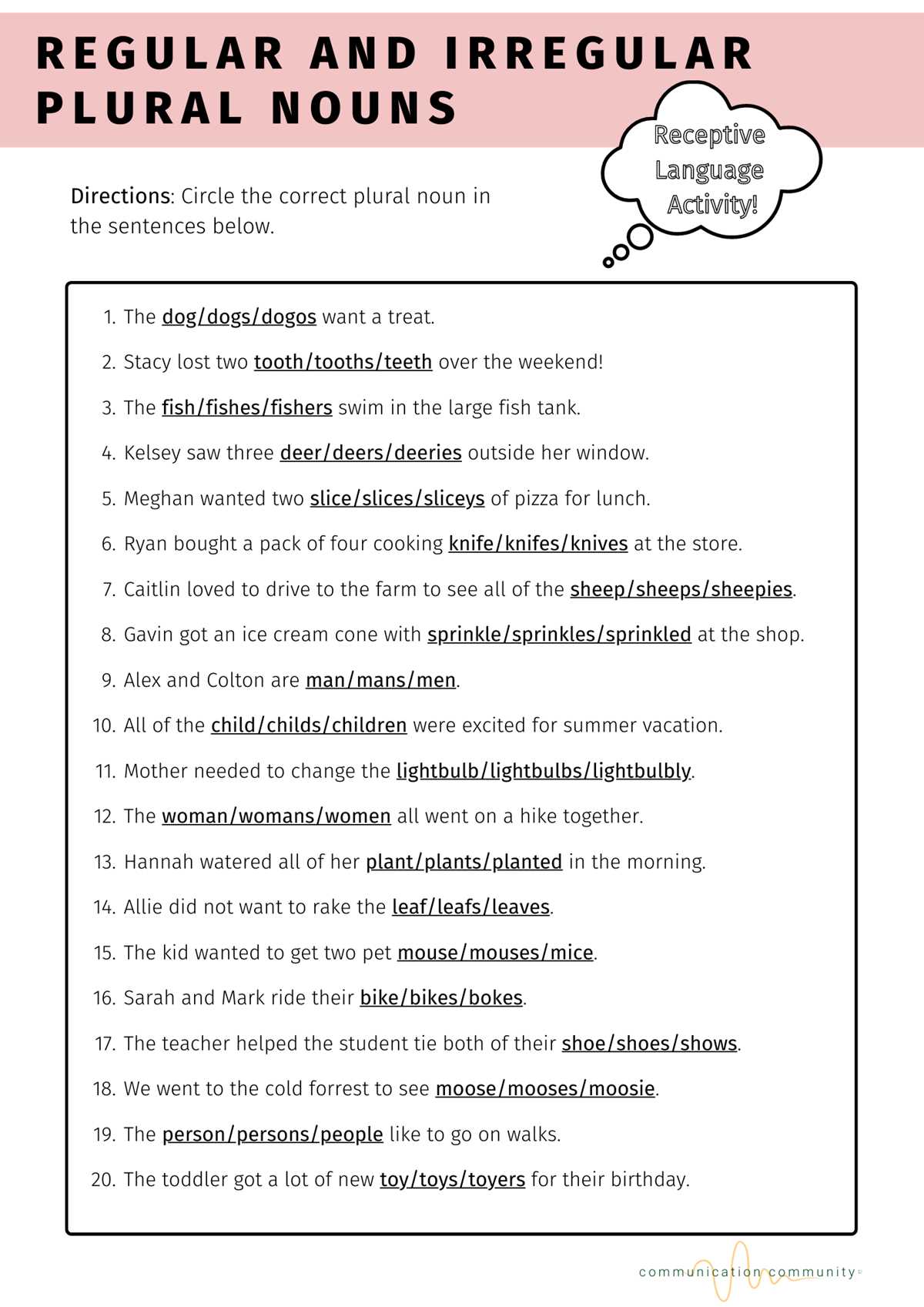 nouns and plural nouns worksheets