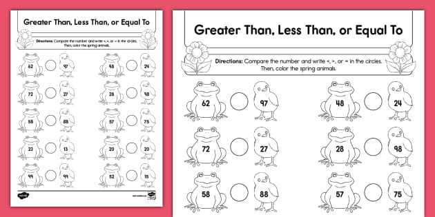 worksheets on comparing numbers