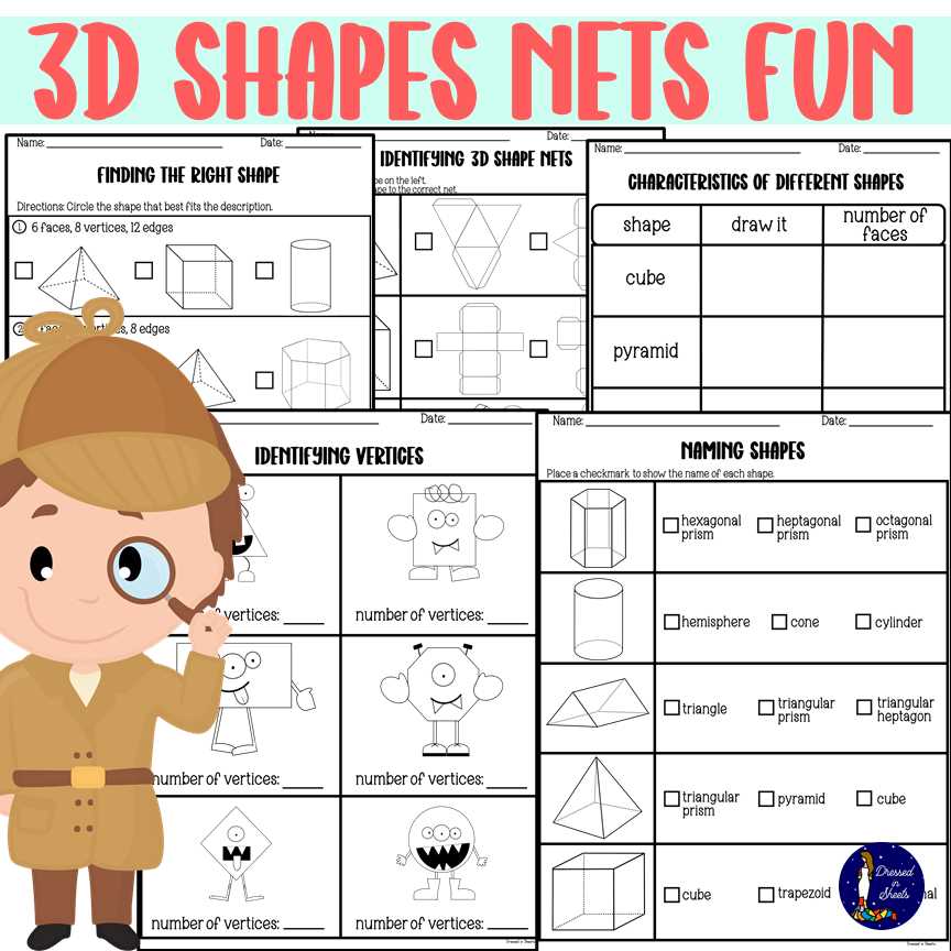 3d shapes and their nets worksheet