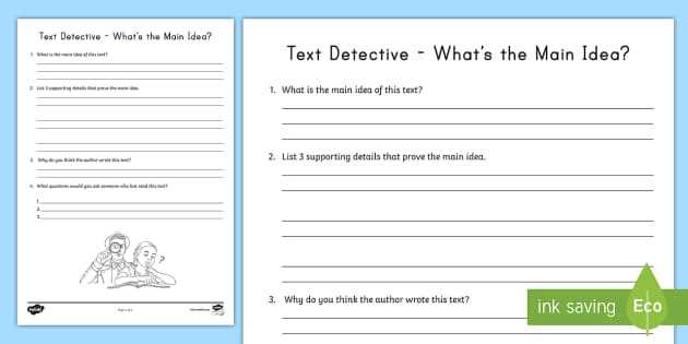 fiction main idea worksheets