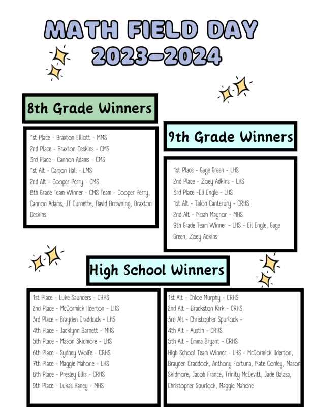 field day math worksheet