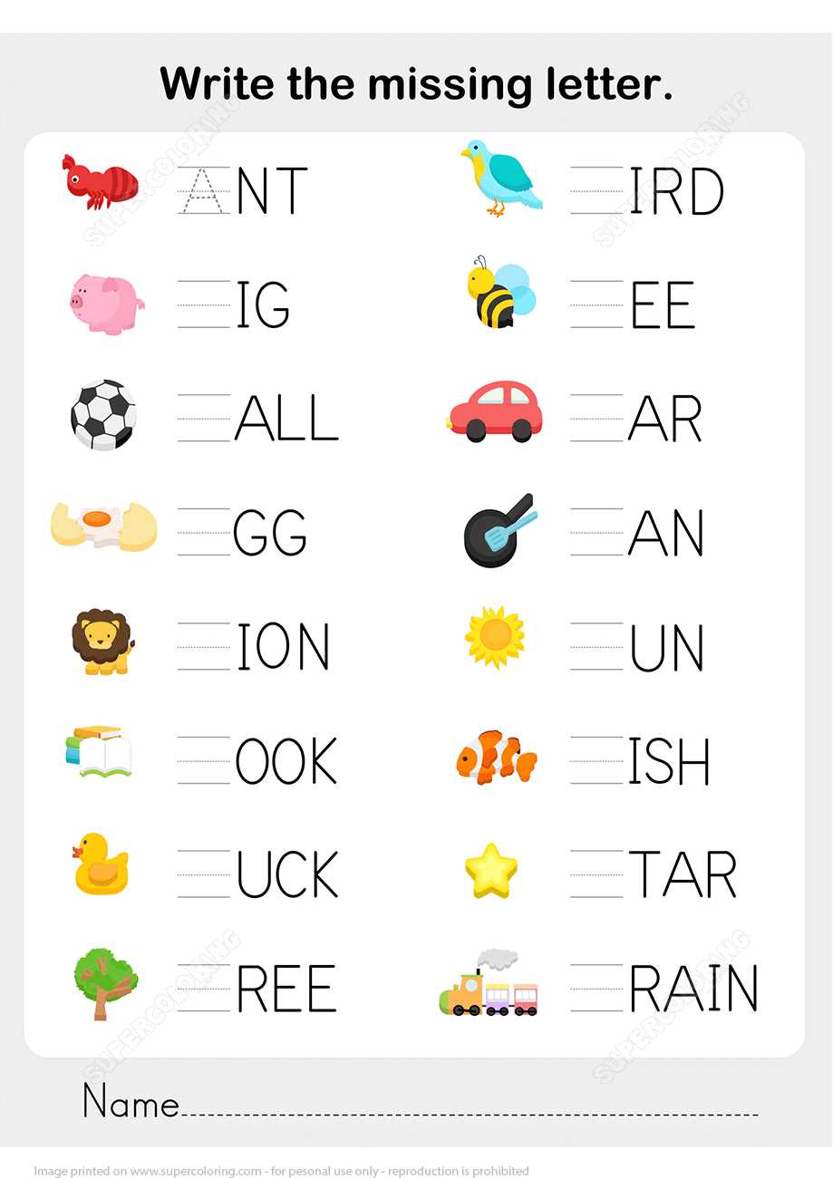fill in the missing letter worksheets fill in the missing letter worksheets