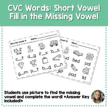 fill in the missing vowels worksheet
