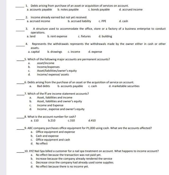 financial transaction worksheet sample problems