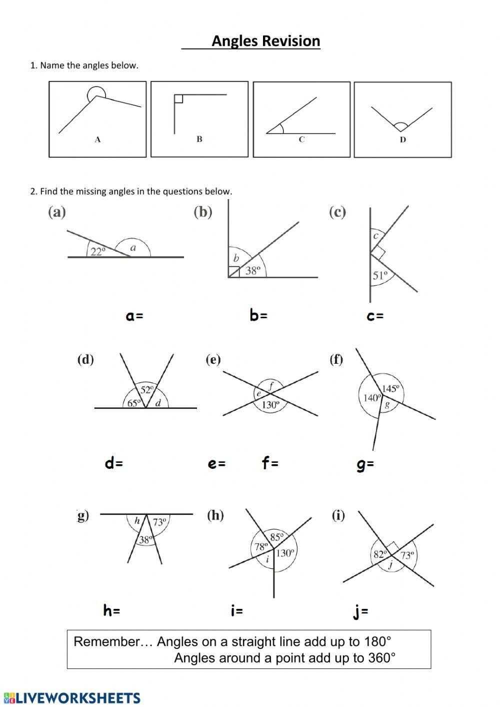 find angles worksheet
