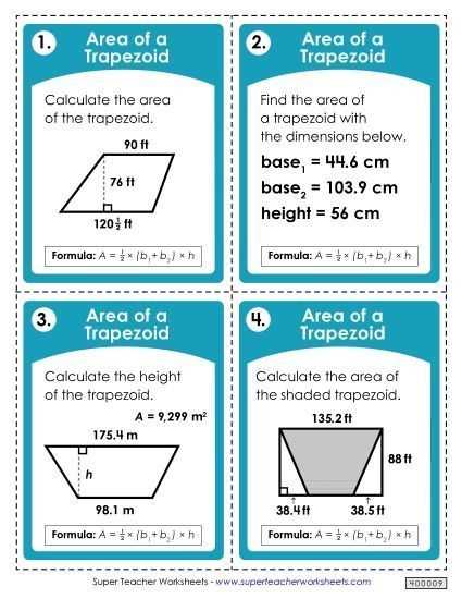 find area of trapezoid worksheet