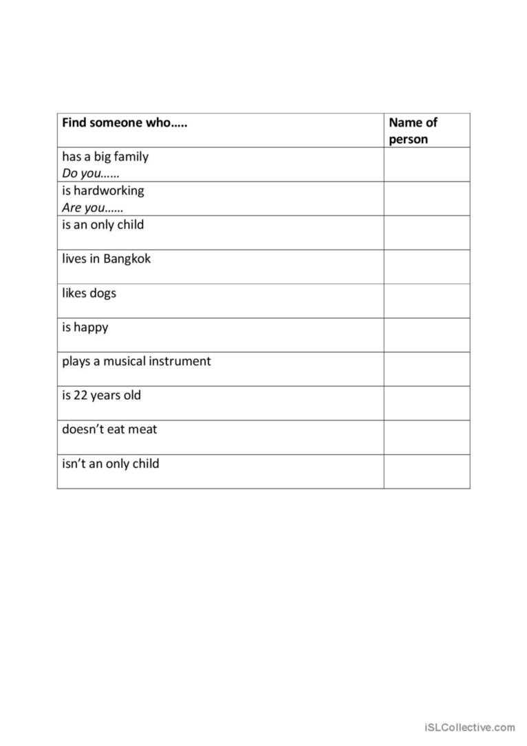 find someone who worksheet