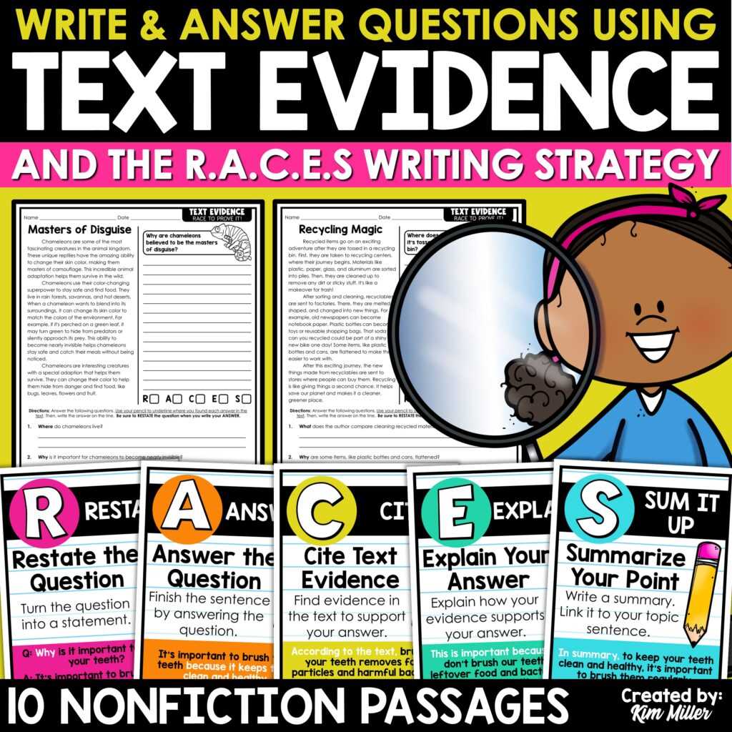 find text evidence worksheet
