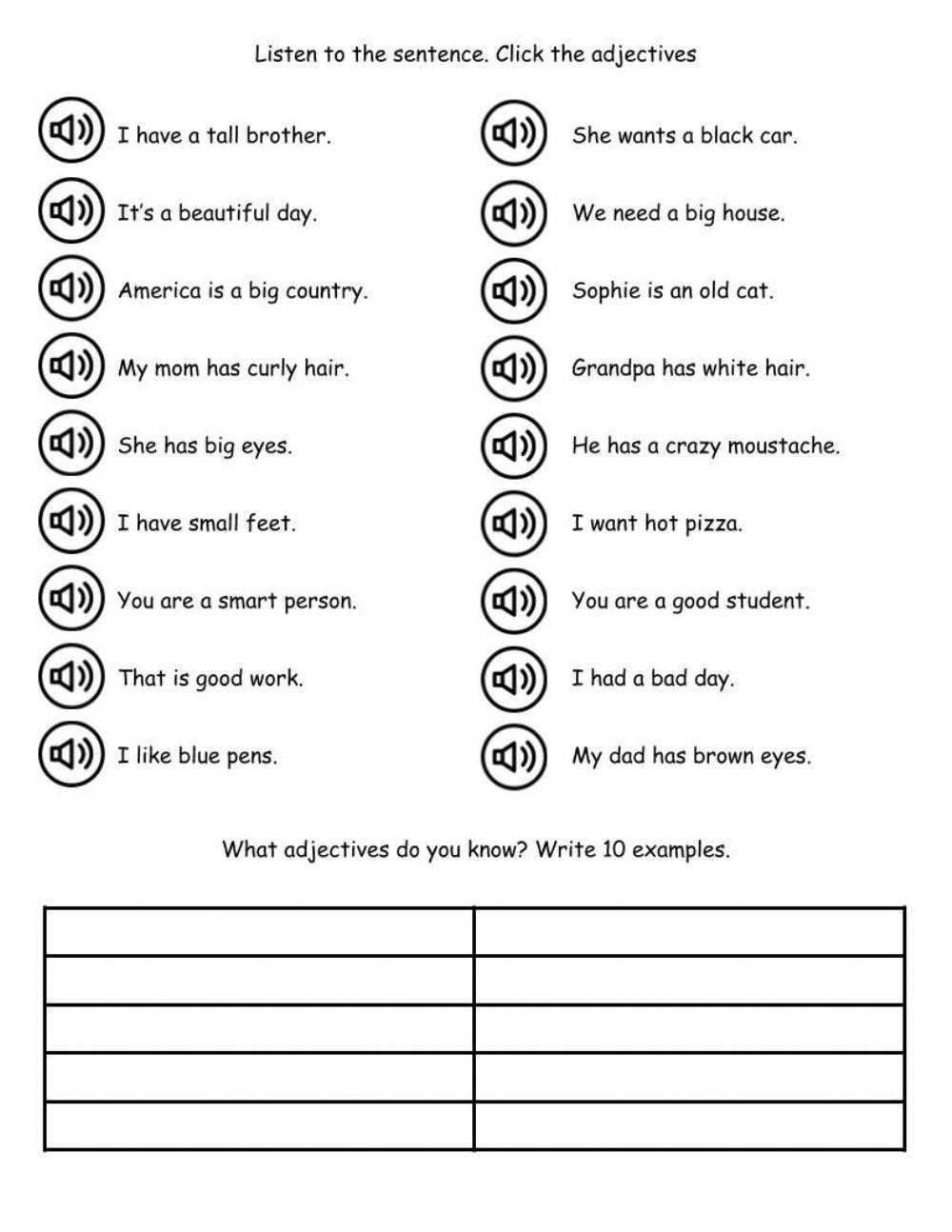 find the adjectives in the paragraph worksheet