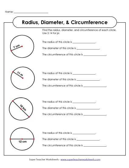 find the area and circumference of a circle worksheet