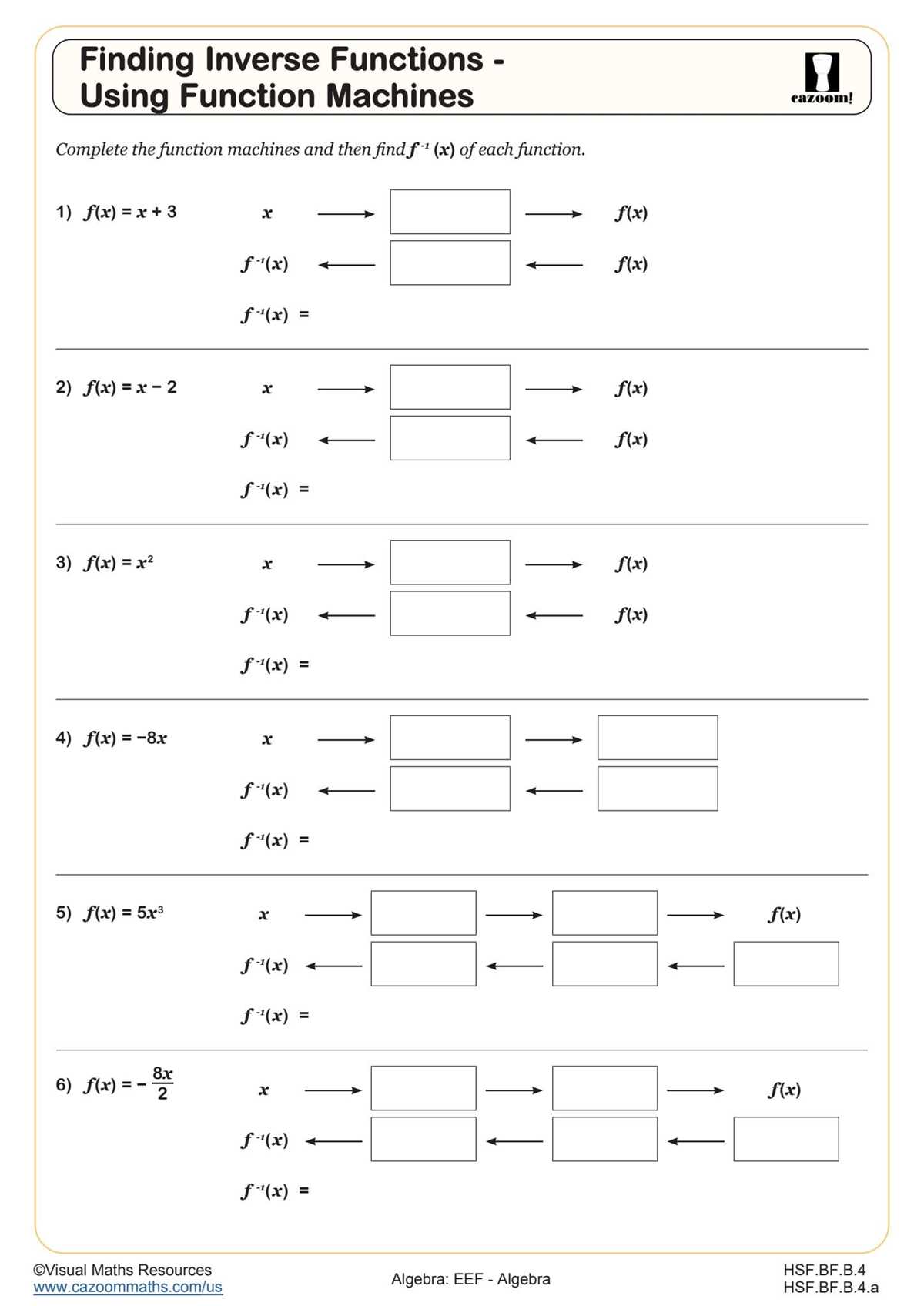 find the inverse of the function worksheet