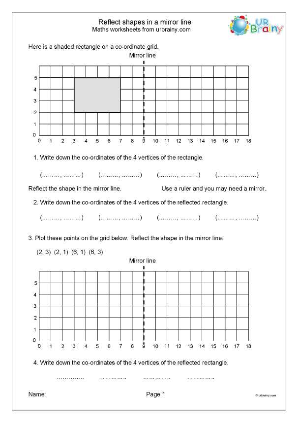 find the line of reflection worksheet