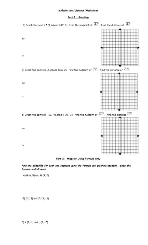 find the midpoint worksheet