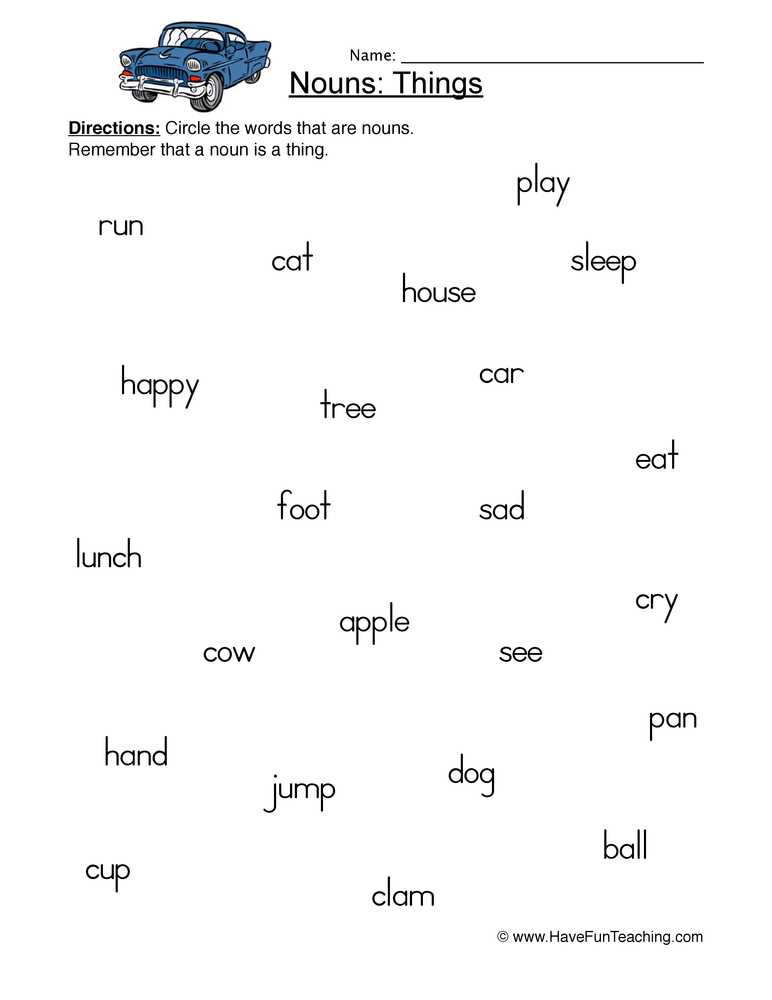 find the noun worksheets find the noun worksheets