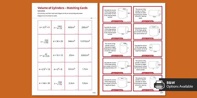 find the volume of a cylinder worksheet