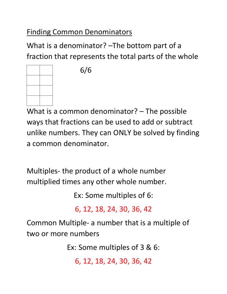 finding a common denominator worksheet finding a common denominator worksheet