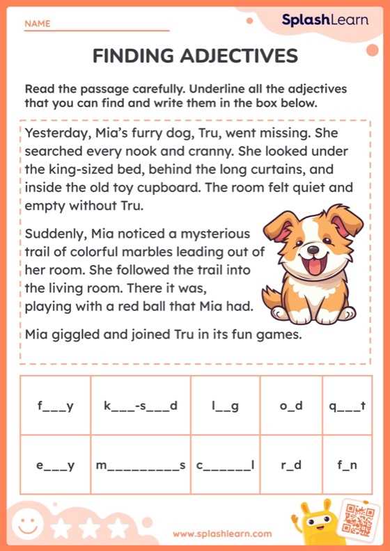 finding adjectives worksheets finding adjectives worksheets