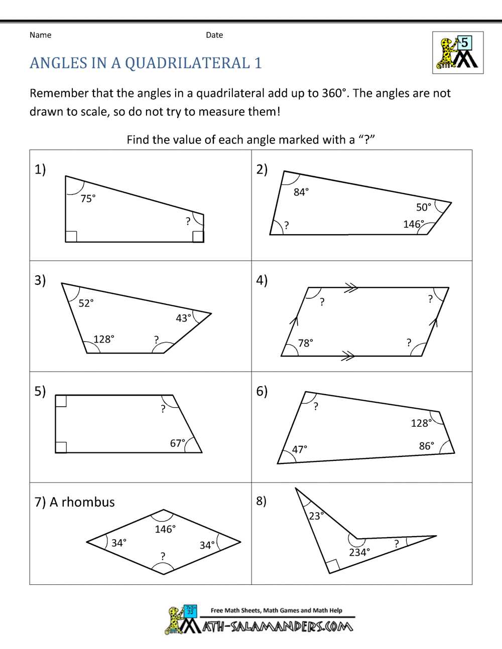 finding angles worksheets