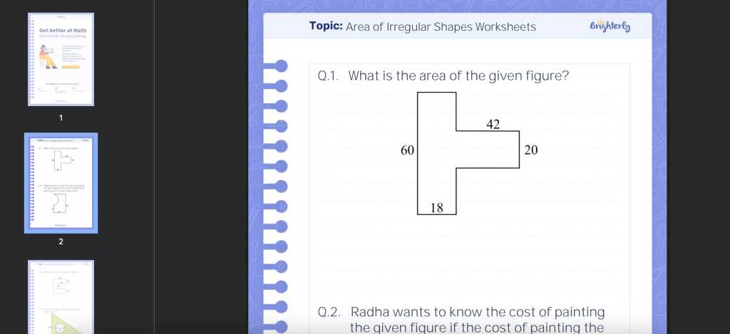 finding area of irregular shapes worksheet