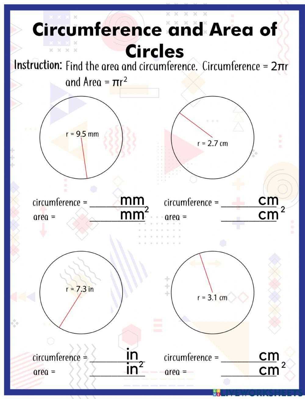 finding circumference worksheet