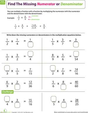 finding common denominators worksheet