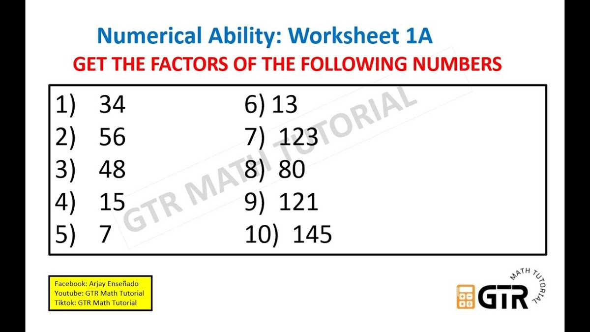 finding factors of a number worksheet