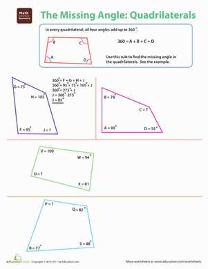finding missing angle measures in polygons worksheet
