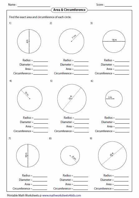 finding radius and diameter of a circle worksheet