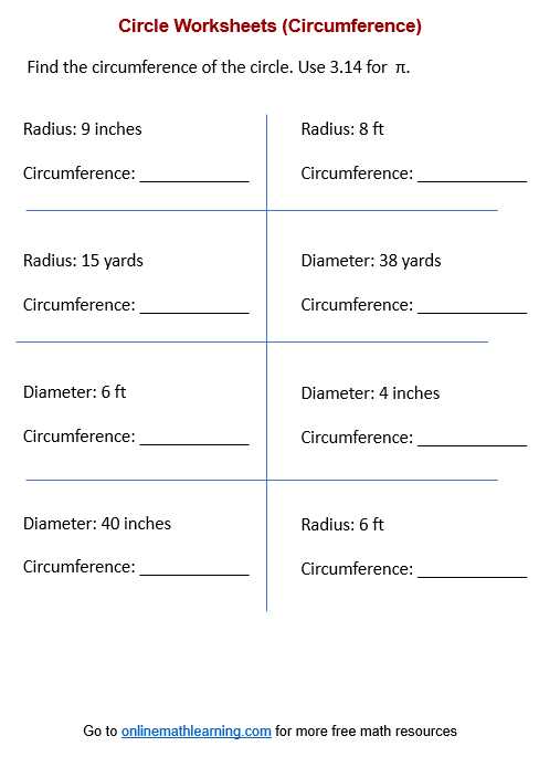 finding radius and diameter worksheet