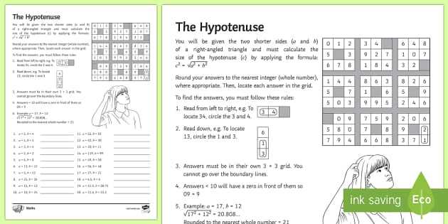 finding the hypotenuse worksheet