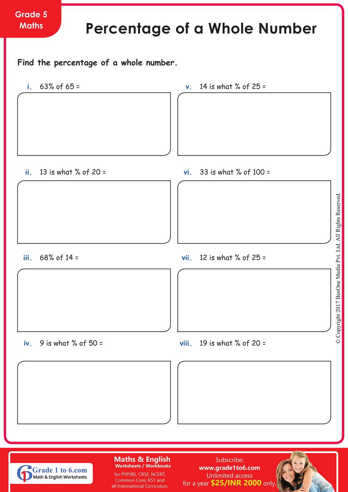 finding the percent worksheet