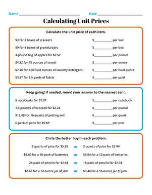 finding unit rates worksheet