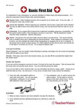 first aid basics worksheet