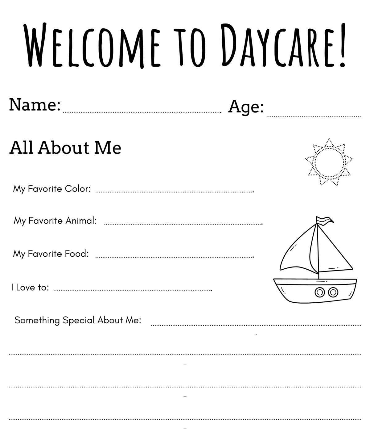 first day of preschool worksheet