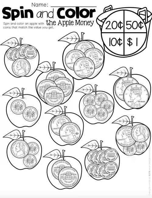 first grade coin worksheets