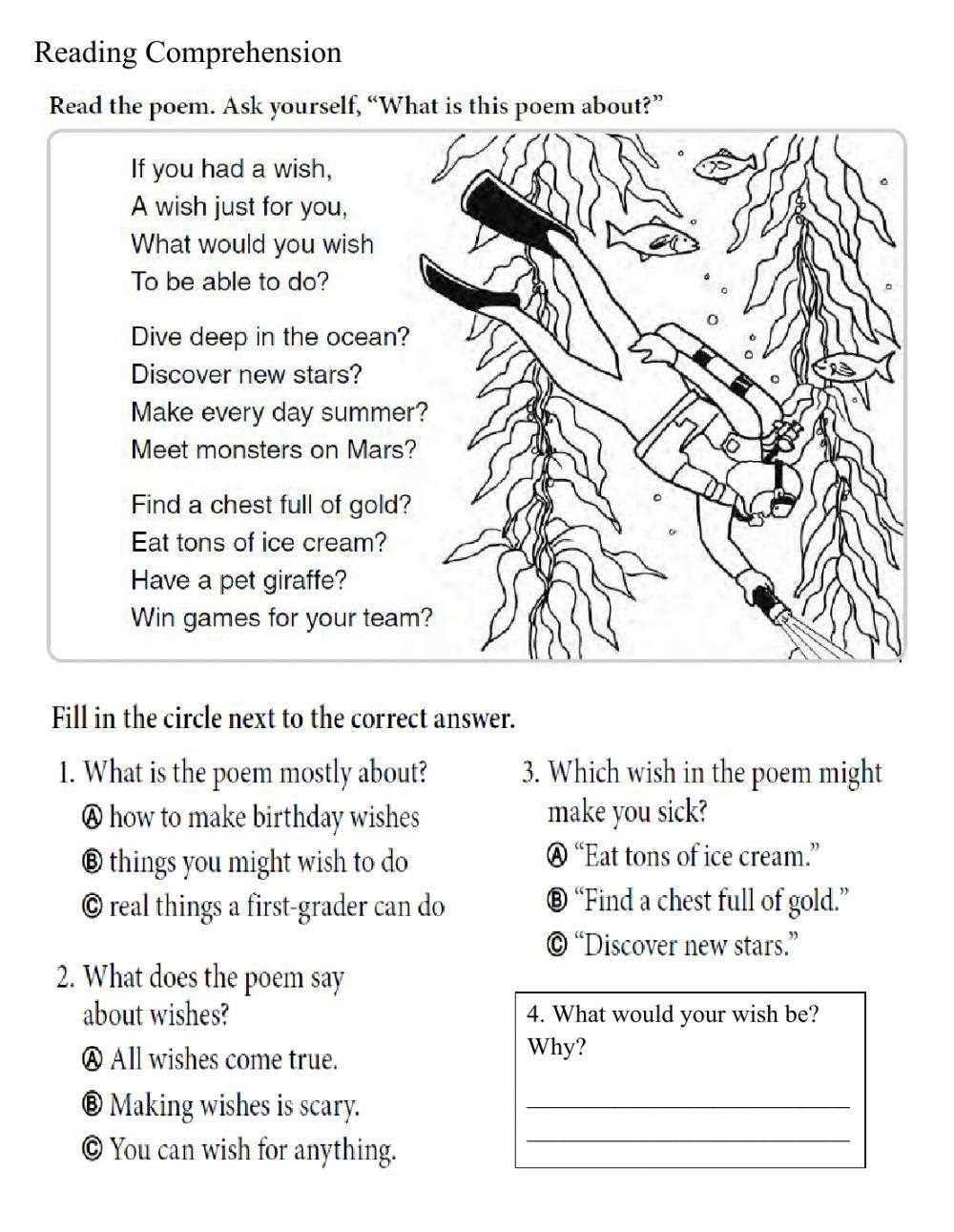 first grade main idea worksheet