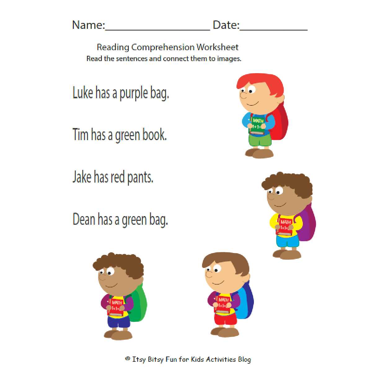 first grade reading worksheet