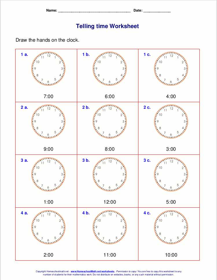 first grade time worksheets