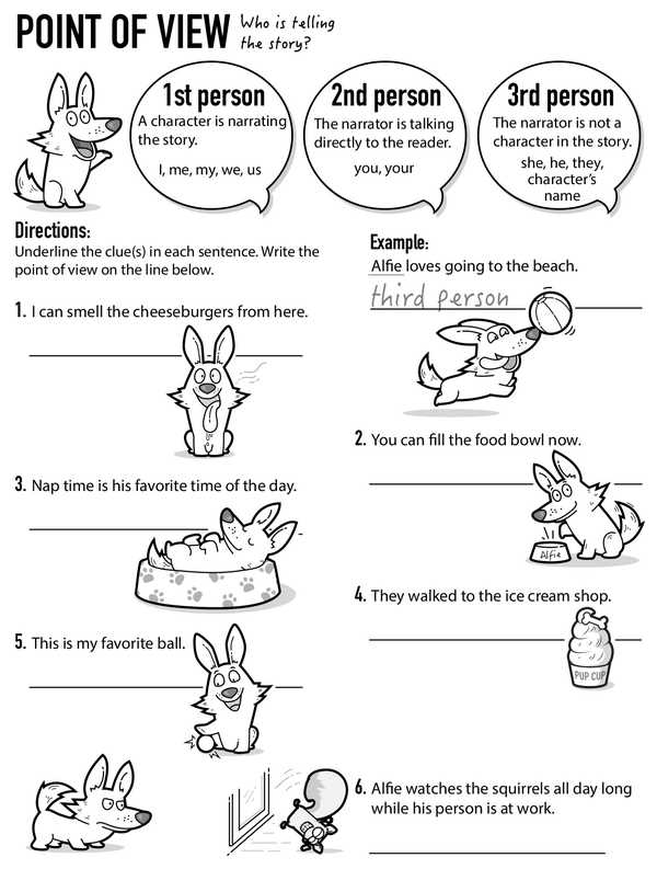 first person and third person point of view worksheets